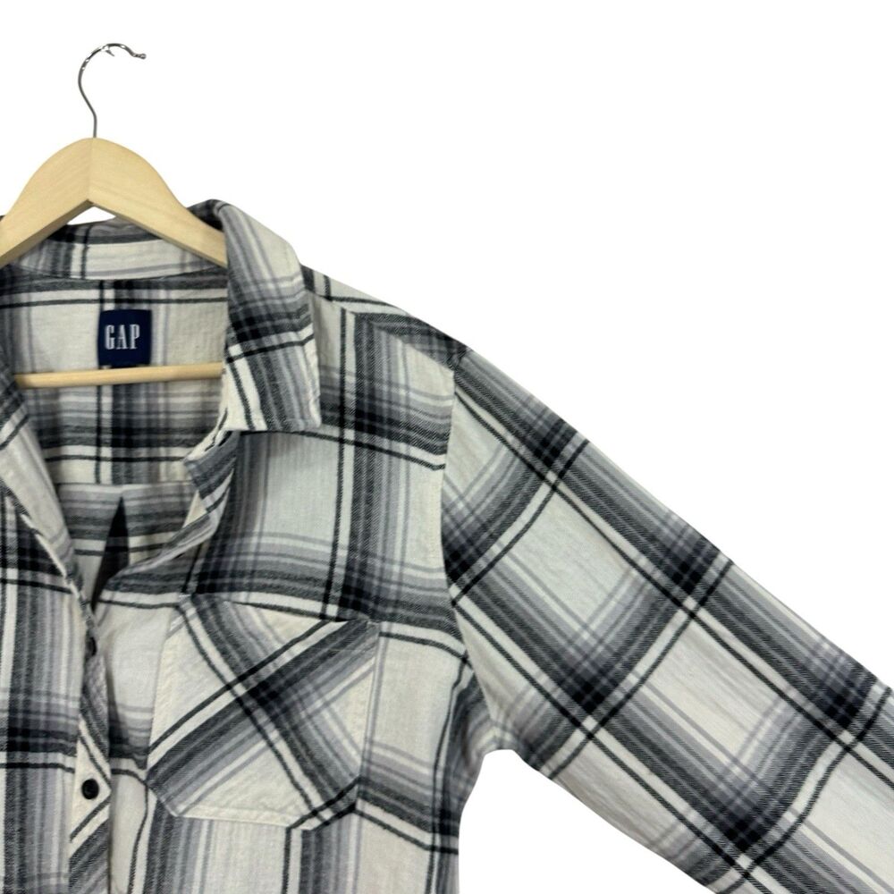 GAP Large Cotton Flannel Shirt Button Up Long Sleeve Plaid Womens READ - Picture 7 of 12